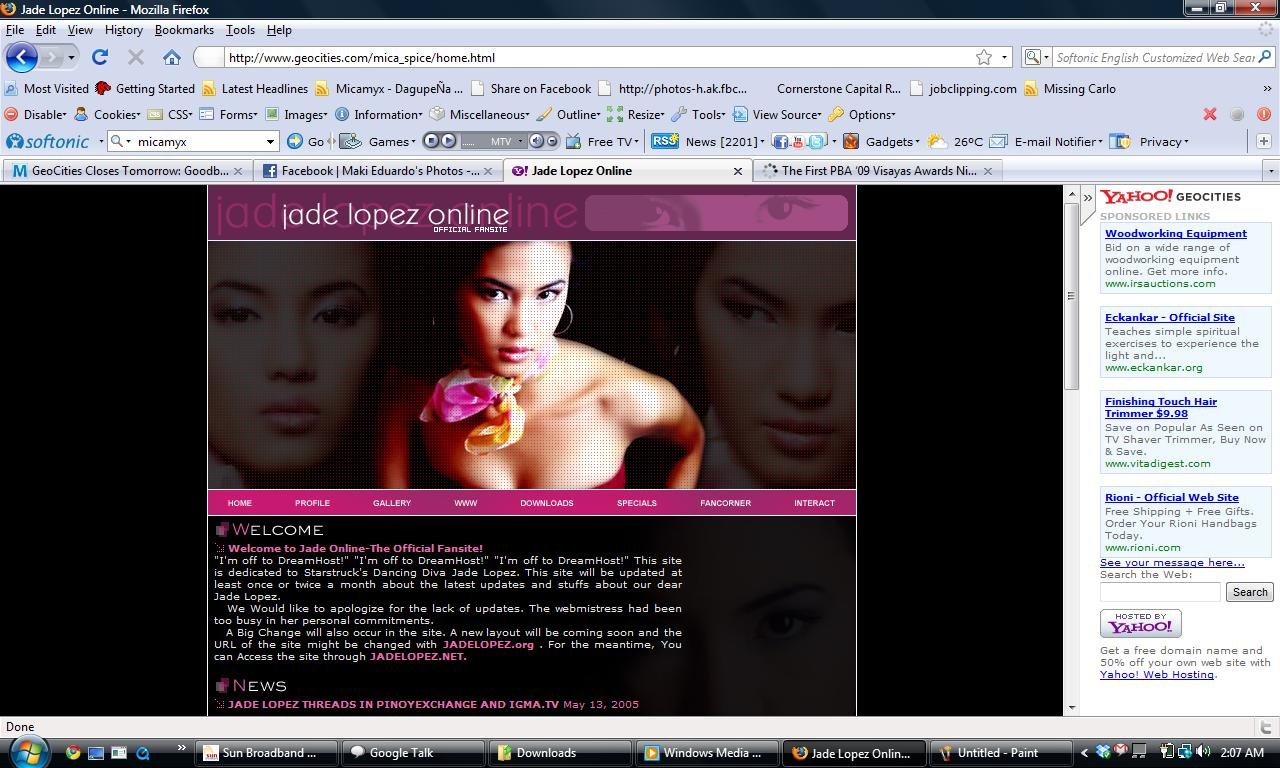 Jade Lopez Online Jade Lopez Online - The last site I hosted at Geocities