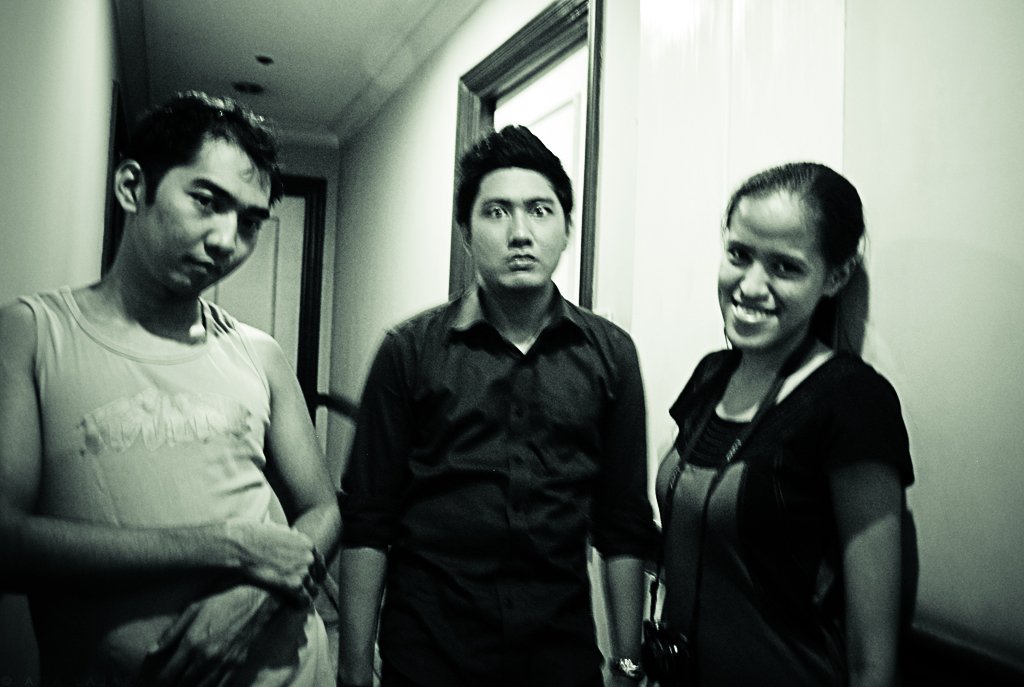 Silly moment before shooting an intense scene