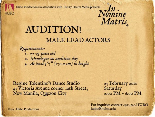 Hubo Productions Audition Hubo Productions Audition