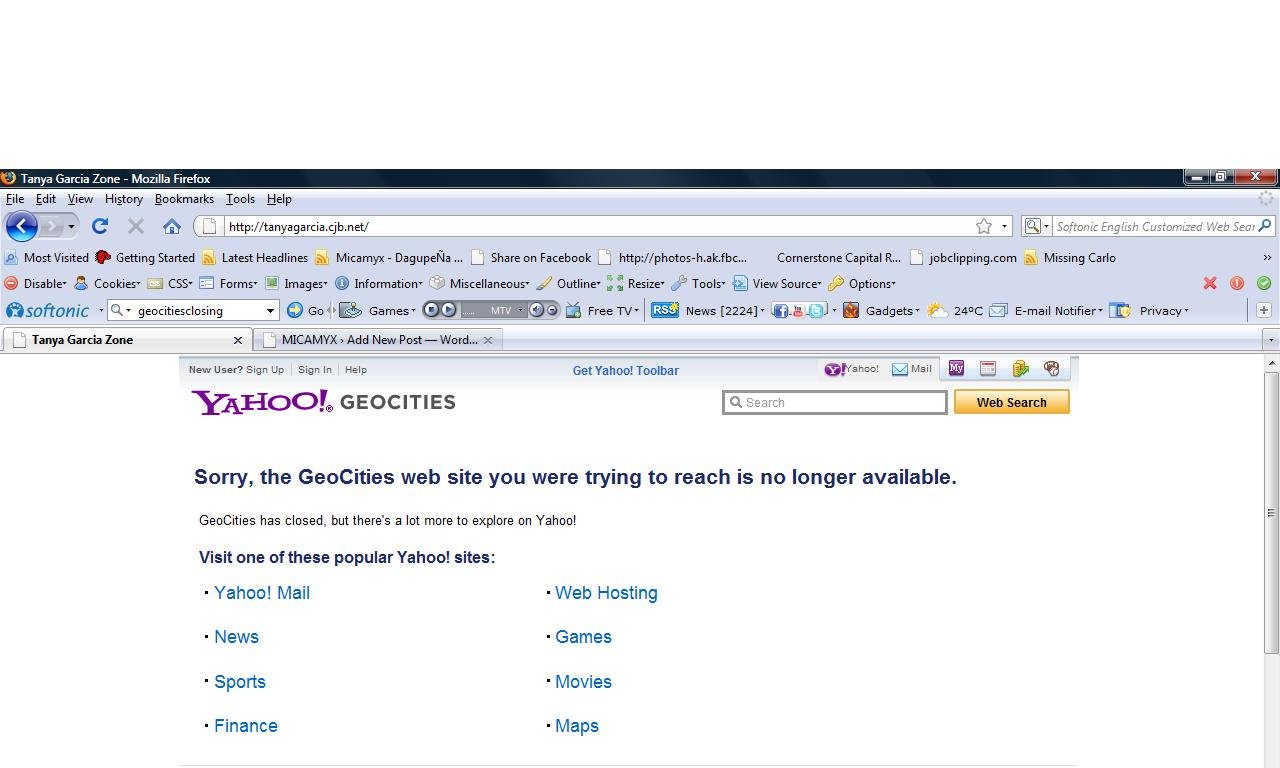 Goodbye, Geocities Starting today, Geocities is already a part of web history