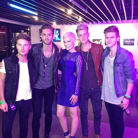 Jessie J with the boys of Lawson