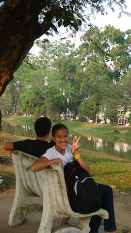 With the Mystery Man one morning at Siem Reap River