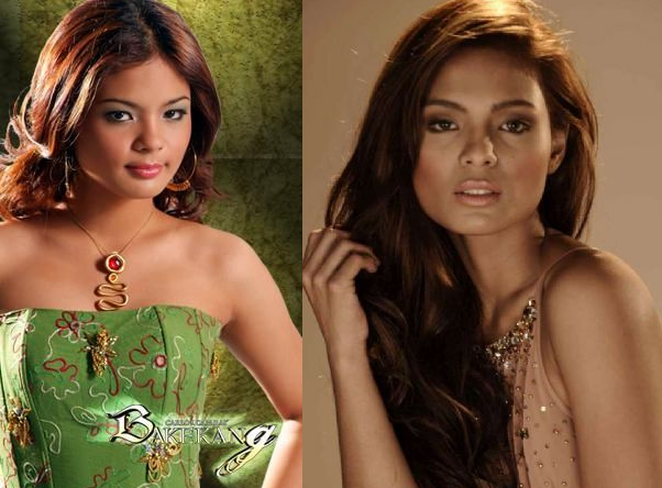 Left: Lovi Poe in 2006 for Bakekang; Right: As Serafina in Temptation Island (2011)